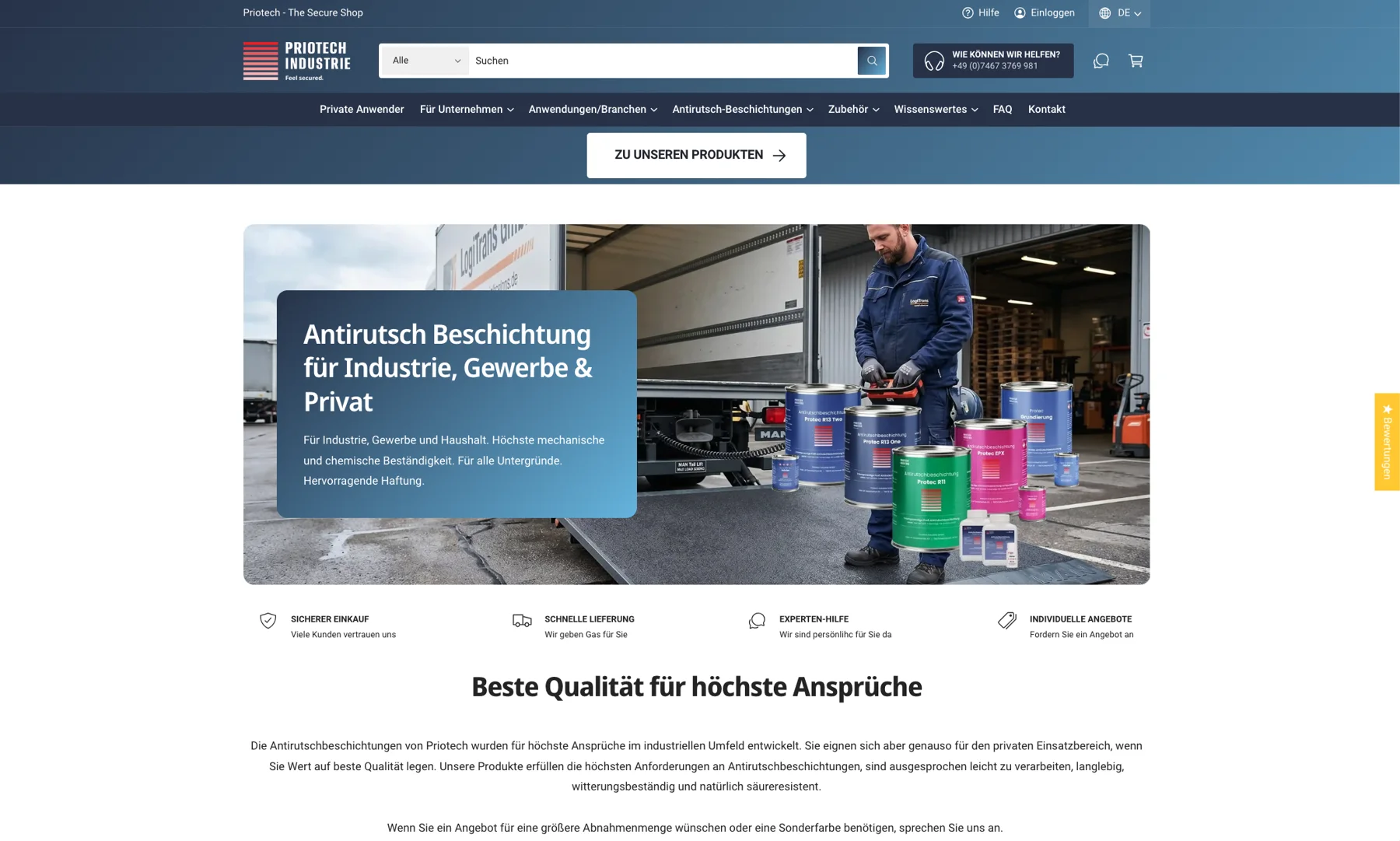 Online-Shop von Priotech Industrie: Antirutsch-Beschichtung für Industrie, Gewerbe und Privat